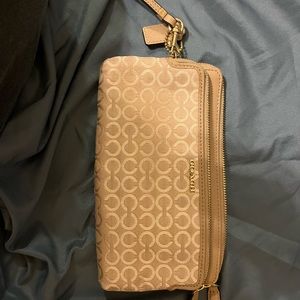 Coach Wristlet Double Zip Khaki